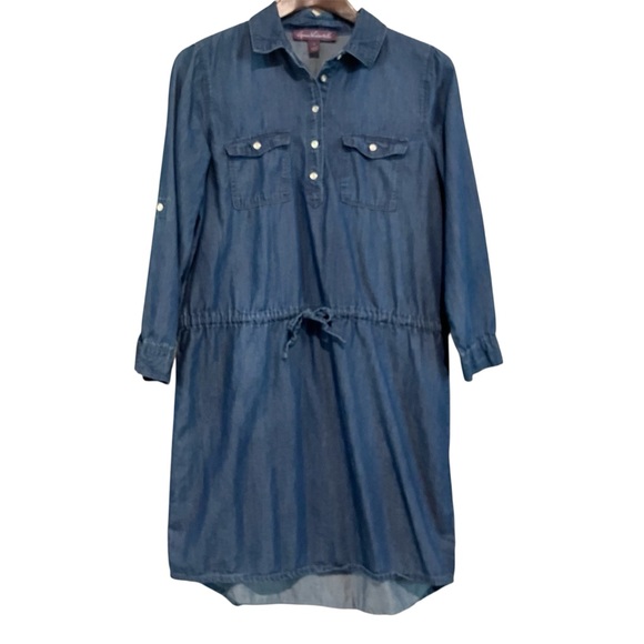 Gloria Vanderbilt Dresses & Skirts - Gloria Vanderbilt Denim Dresse Indigo Chambray Shirt Blouse Dress Womens Sz S